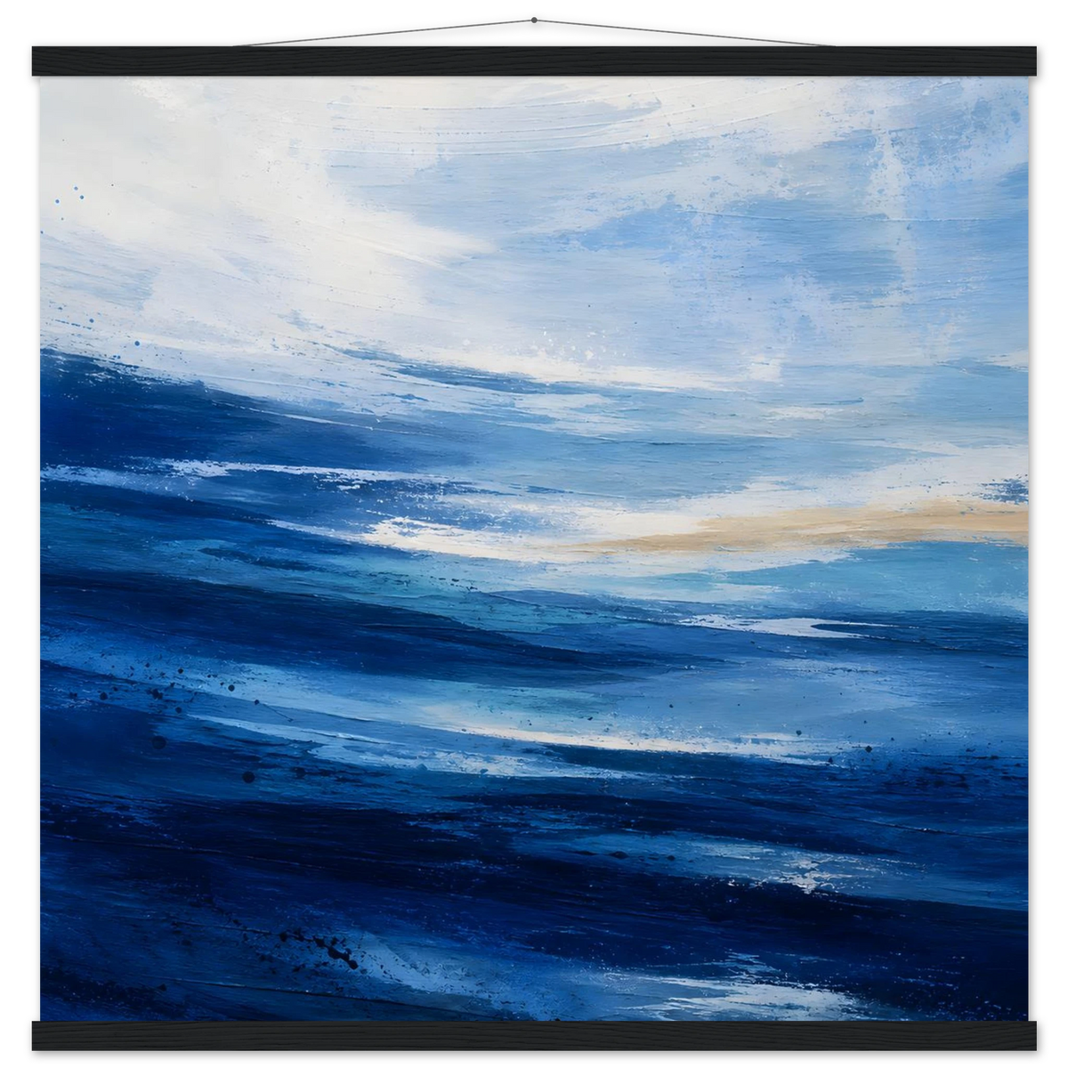 Atlantic Blue: coastline, ocean and texture. Fine art poster with wooden hanger by The Light Stays.