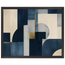 Blue Architecture: geometric abstract, blue and cream. Museum-quality framed fine art print.