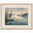 Heron at Dawn: japanese art and japandi. Museum-quality framed fine art print.