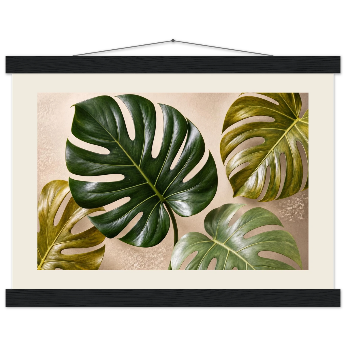 Four Greens: leaves, vivid green and impasto. Fine art poster by The Light Stays.