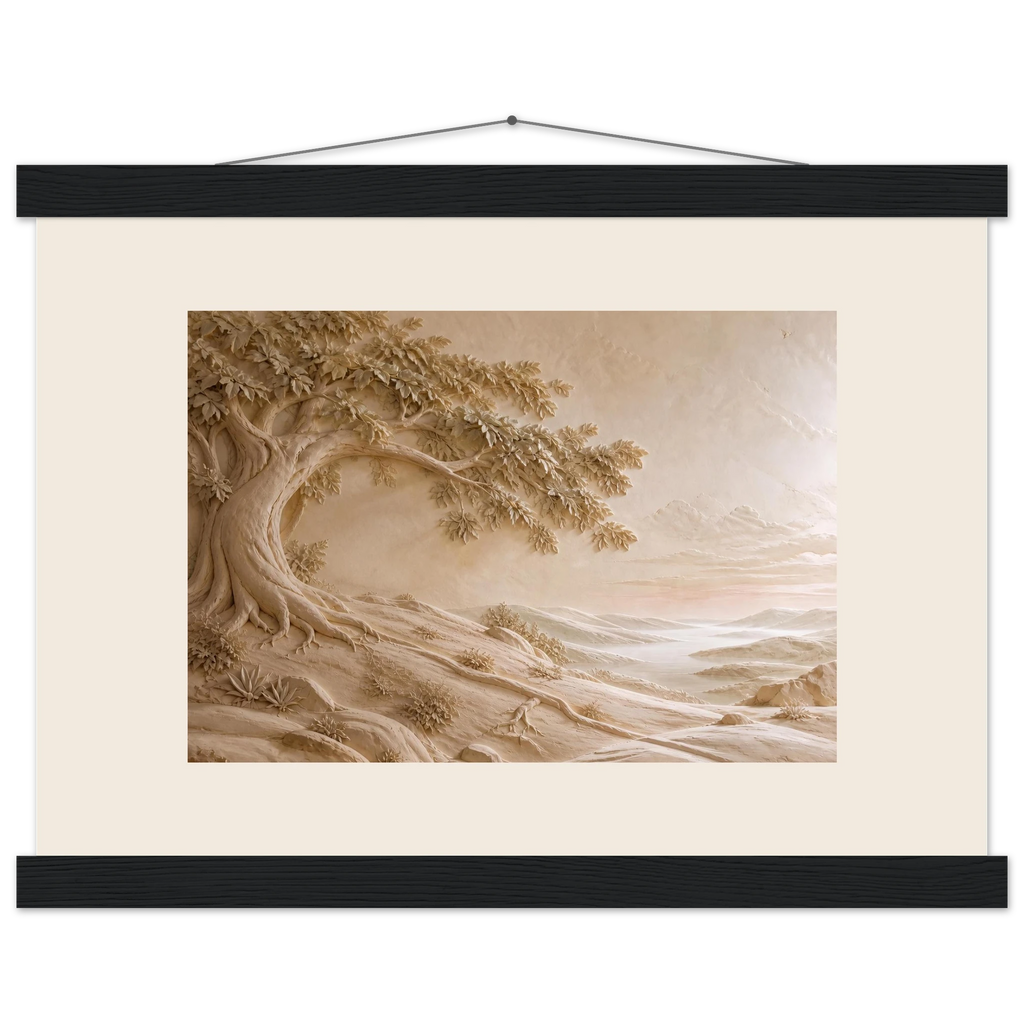 Sandstone Dawn: lumen and siena. Museum-quality fine art poster.