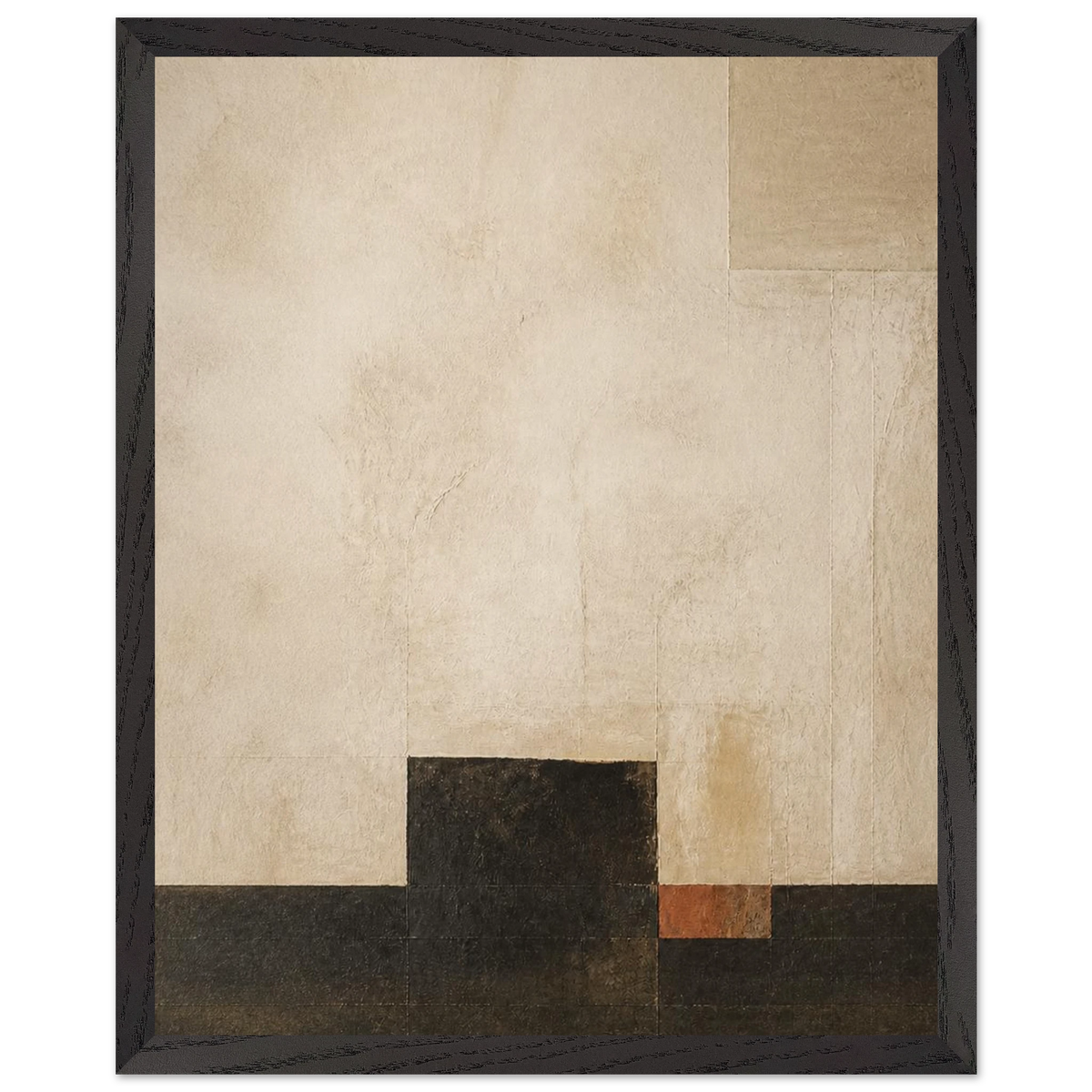 Limewash Triptych, Panel I of III, abstract, mineral texture and neutral tones. Archival framed fine art print shown framed.
