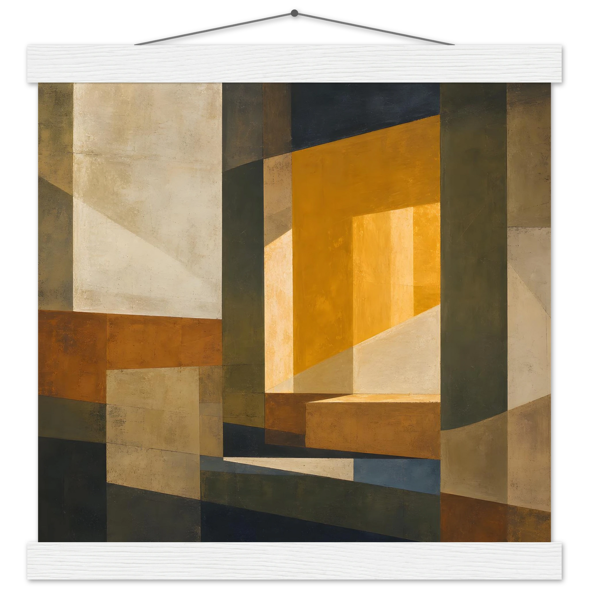Ochre Window: architecture, mediterranean and earth tones. Fine art poster with wooden hanger by The Light Stays.