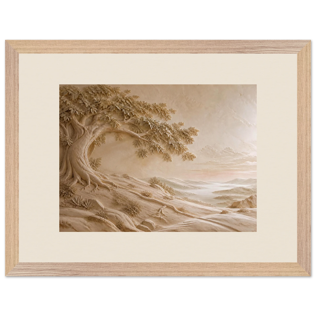 Sandstone Dawn: lumen and siena. Museum-quality framed fine art print.