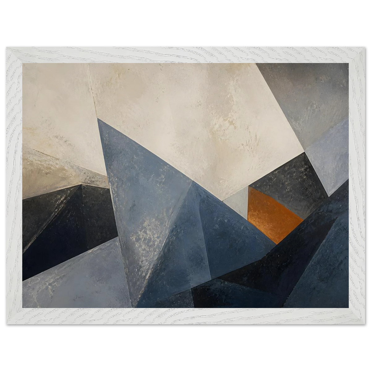 Slate Folds: abstract, mineral blue and texture. Framed fine art print, alternate frame and size.