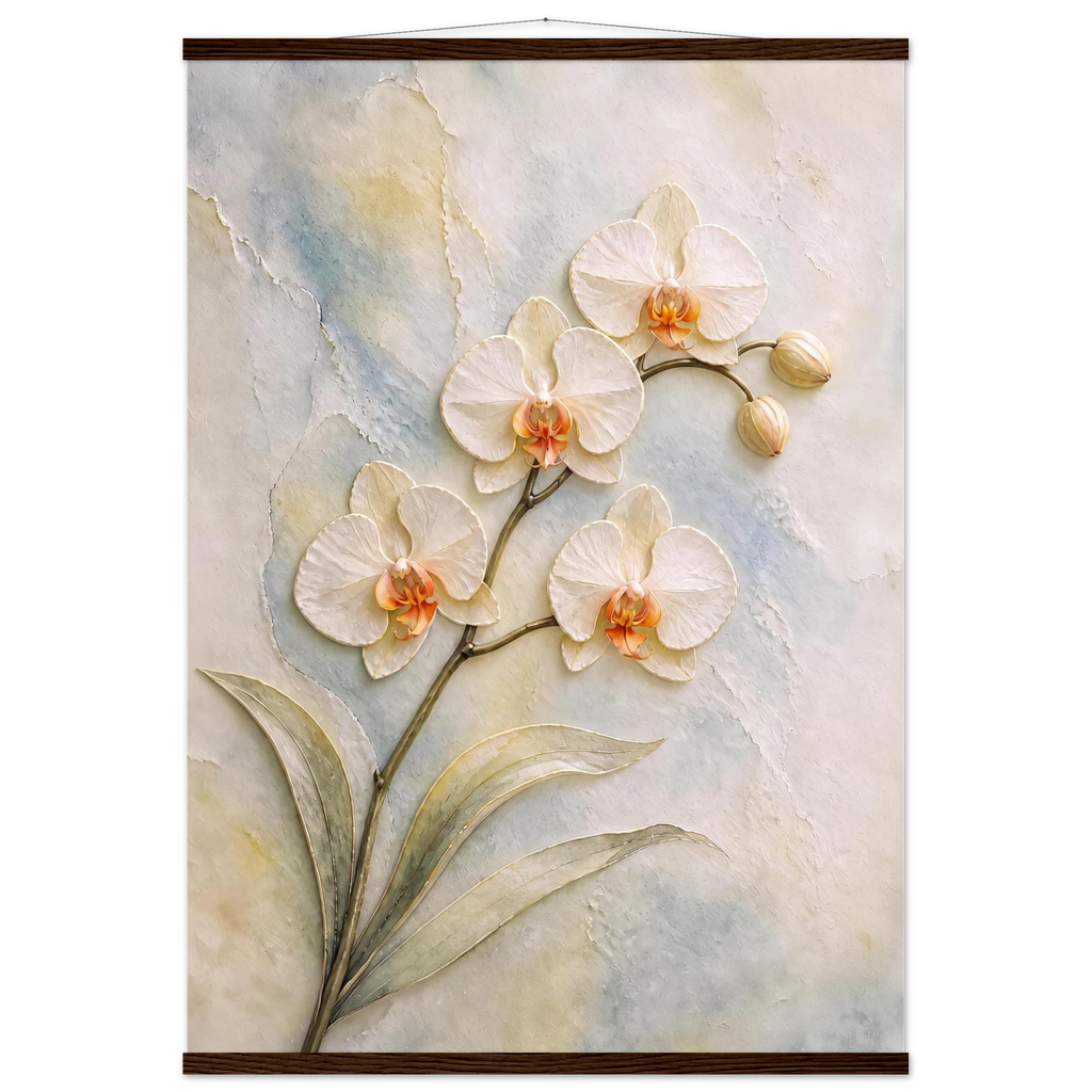 Porcelain Orchid, flowers and botanical. Archival fine art poster shown framed.