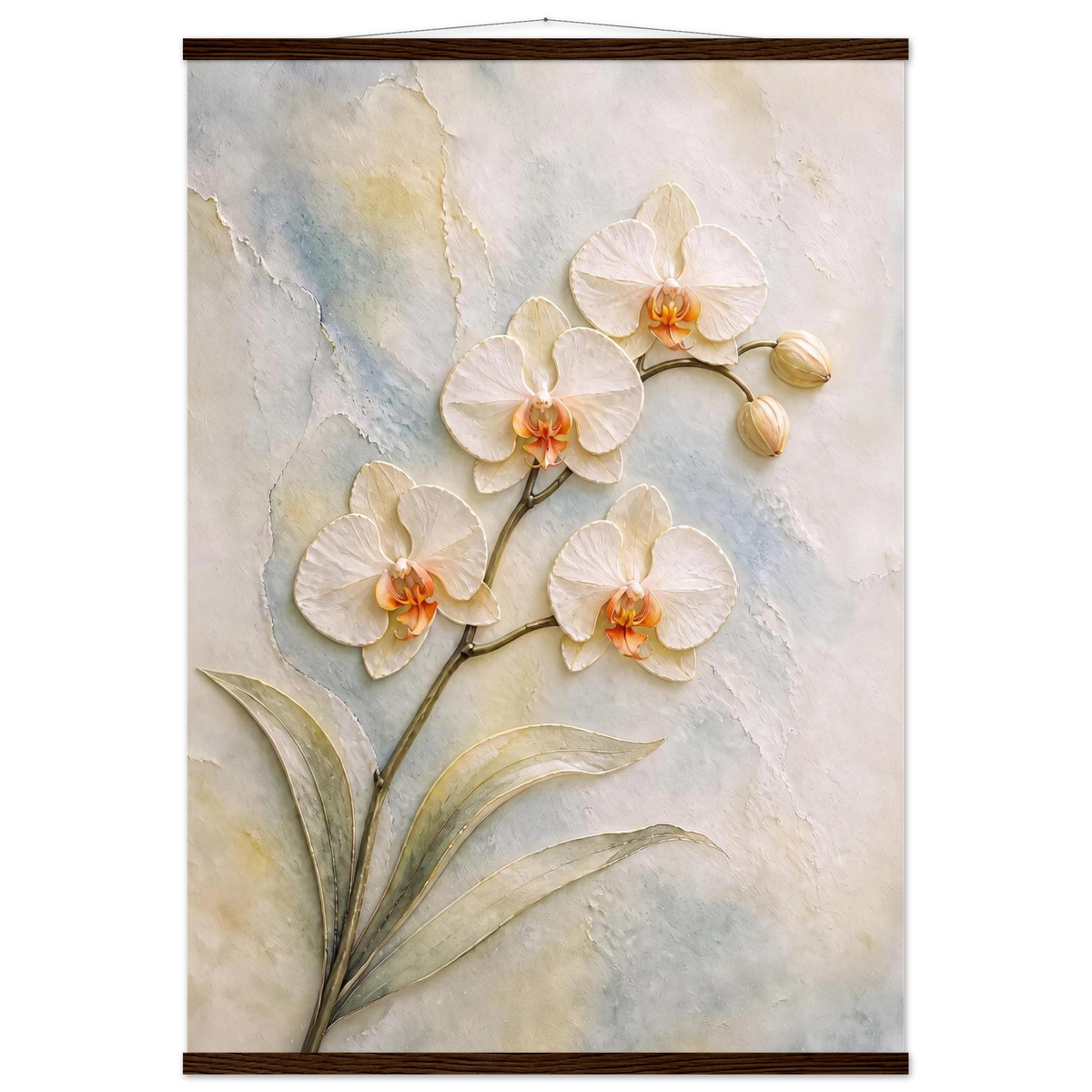 Porcelain Orchid, flowers and botanical. Archival fine art poster shown framed.
