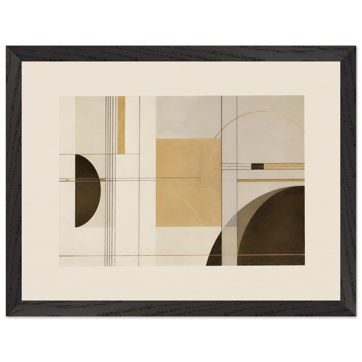 Lines of Sand, geometric abstract, neutral tones and texture. Archival framed fine art print shown framed.