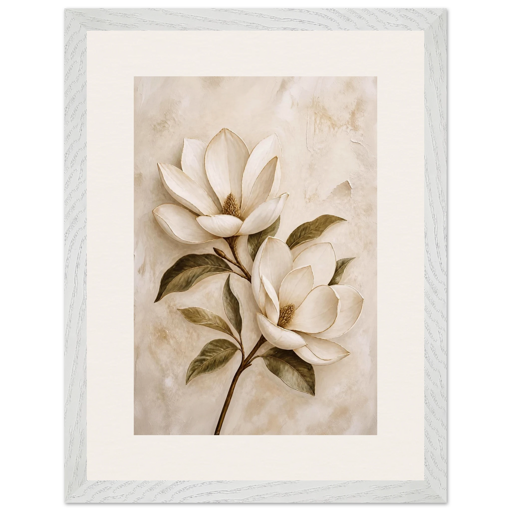 Gilded Magnolia: flowers and botanical. Framed fine art print by The Light Stays.