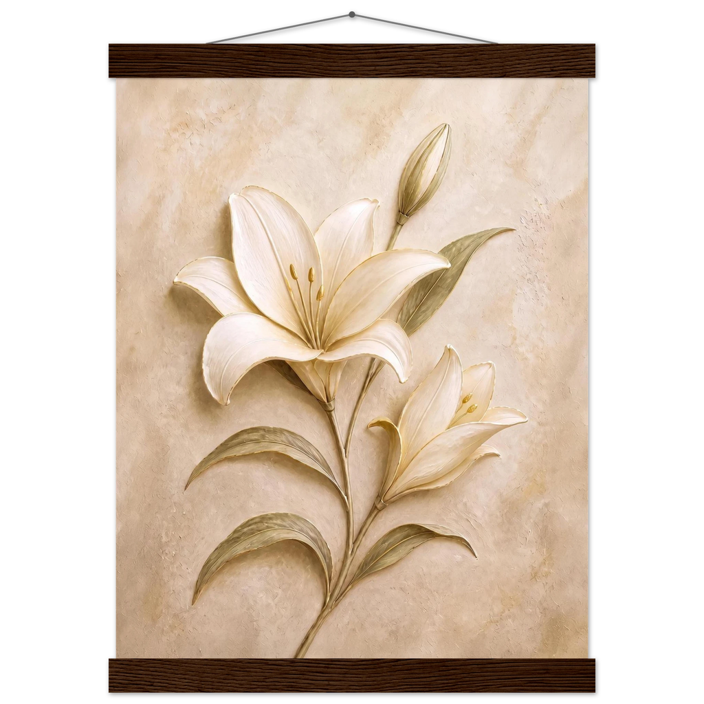 Alabaster Lily: flowers and botanical. Museum-quality fine art poster.