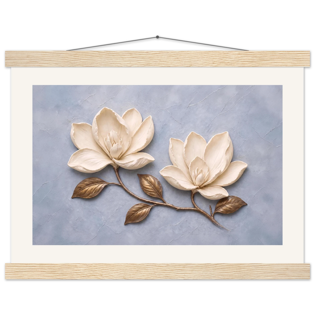 Bronze Magnolia: flowers and botanical. Fine art poster.