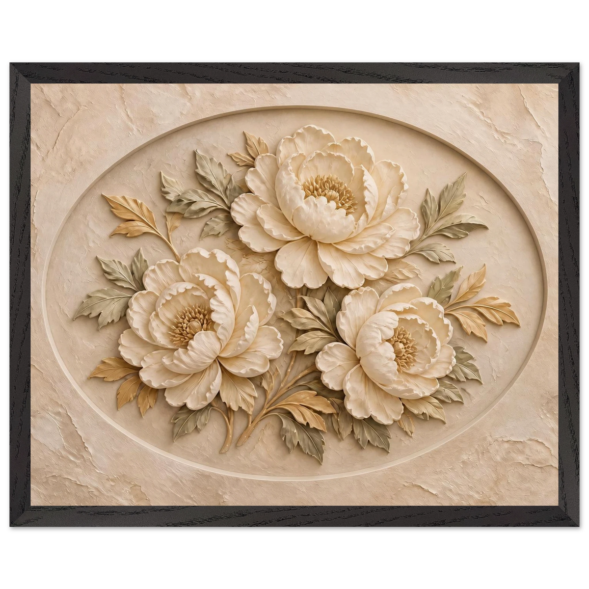 Peonies in Stone: flowers and botanical. Framed fine art print by The Light Stays.