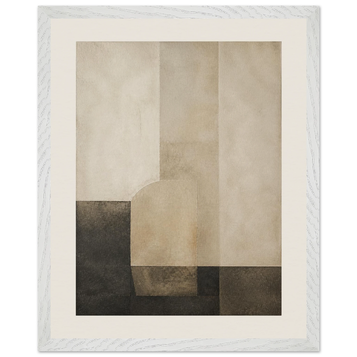 Limewash Triptych, Panel II of III: abstract, mineral texture and neutral tones. Framed fine art print by The Light Stays.