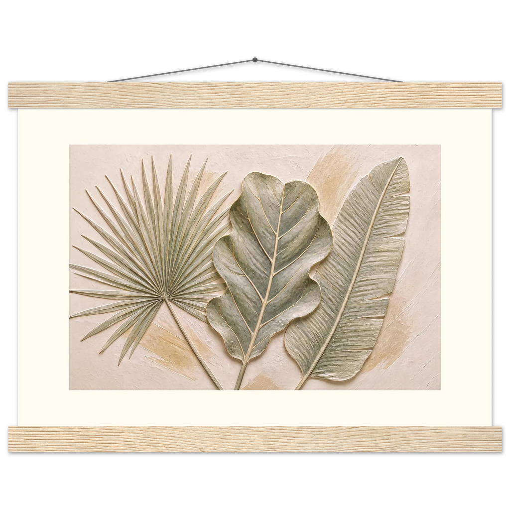 Three Leaves: botanical and nature. Fine art poster.