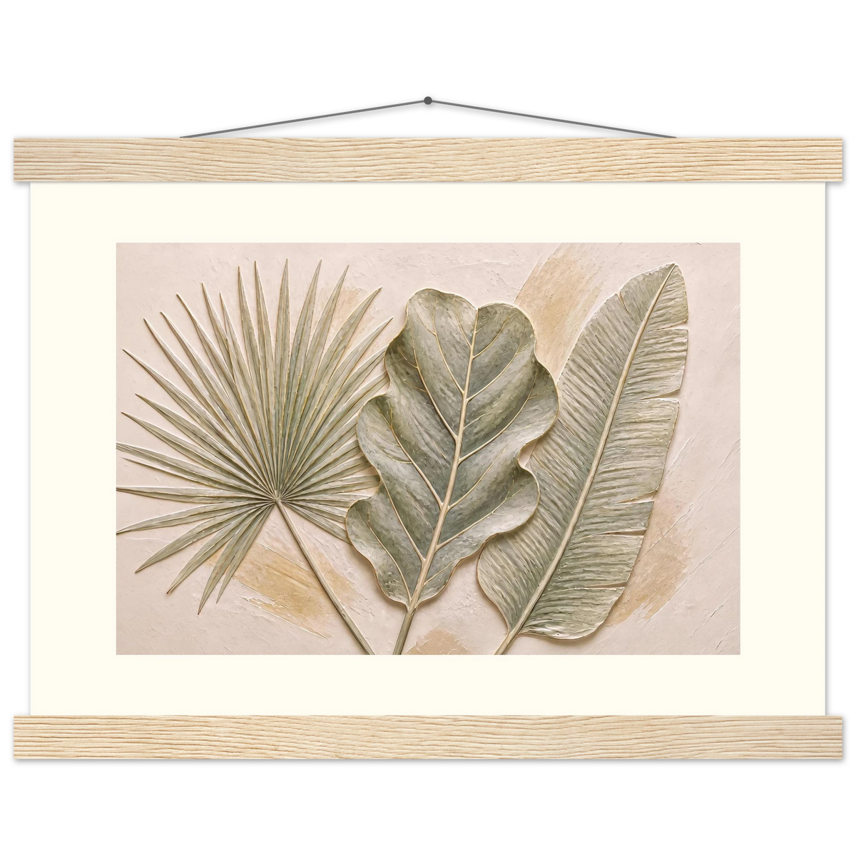 Three Leaves: botanical and nature. Fine art poster.