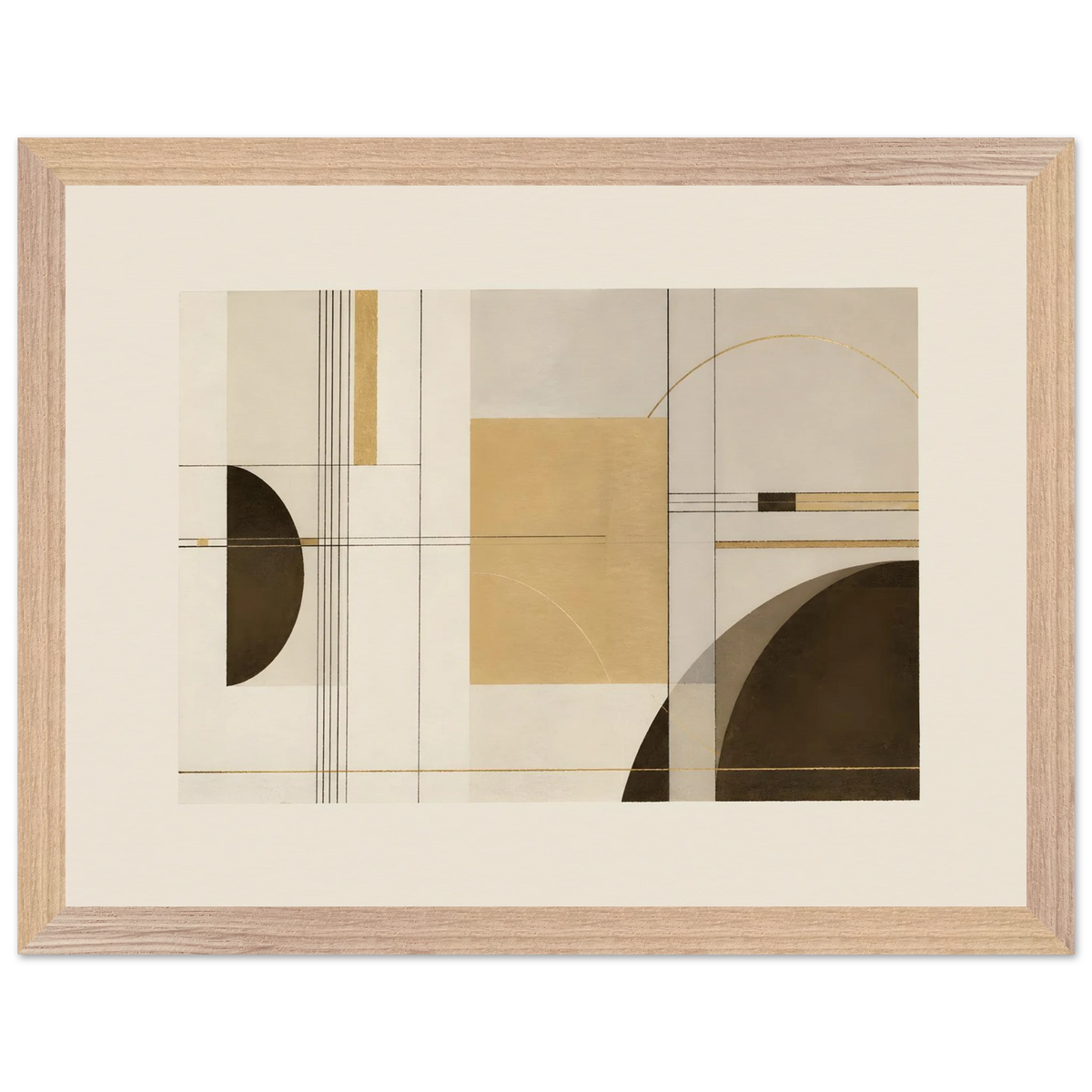 Lines of Sand: geometric abstract, neutral tones and texture. Framed fine art print, alternate frame and size.
