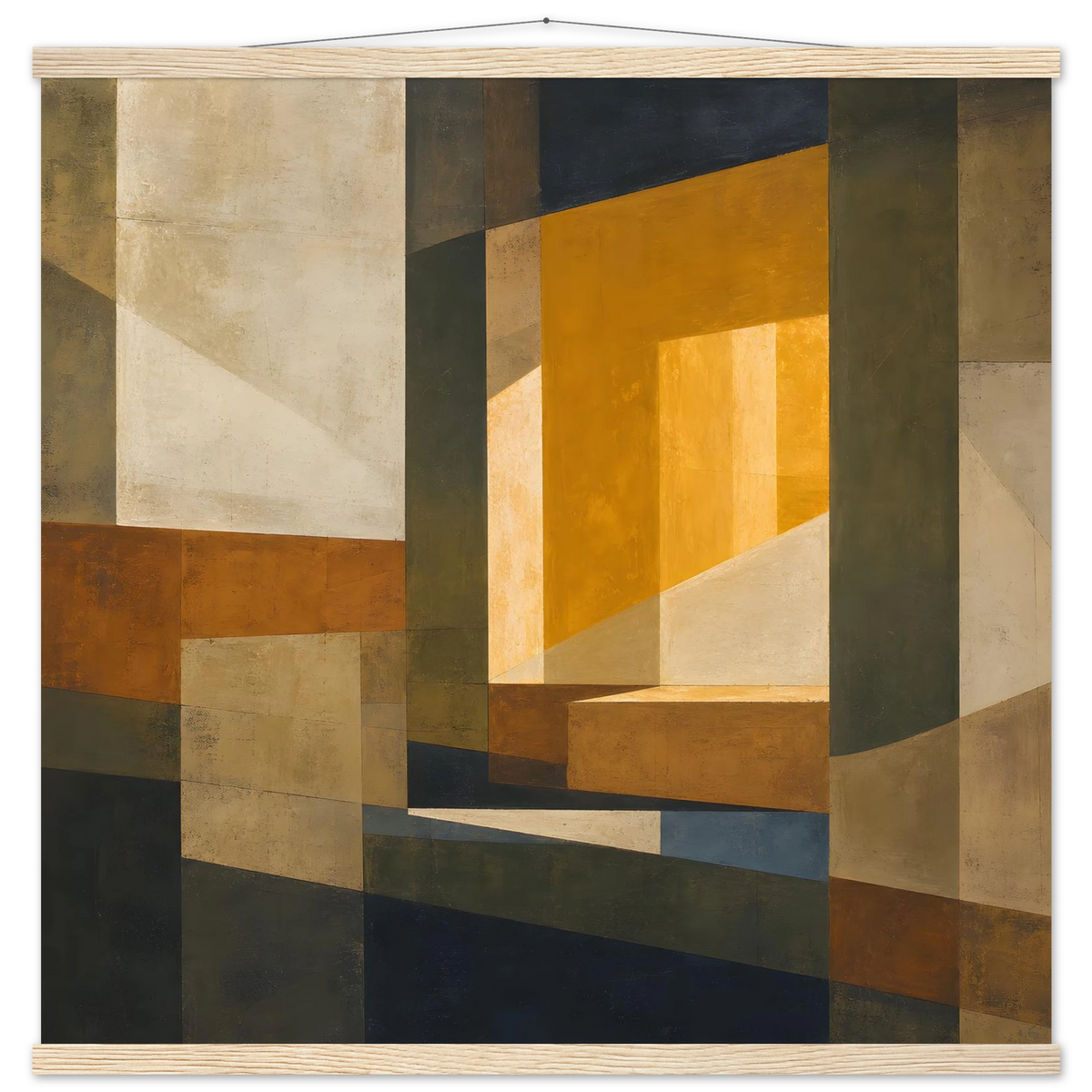 Ochre Window: architecture, mediterranean and earth tones. Fine art poster with wooden hanger by The Light Stays.