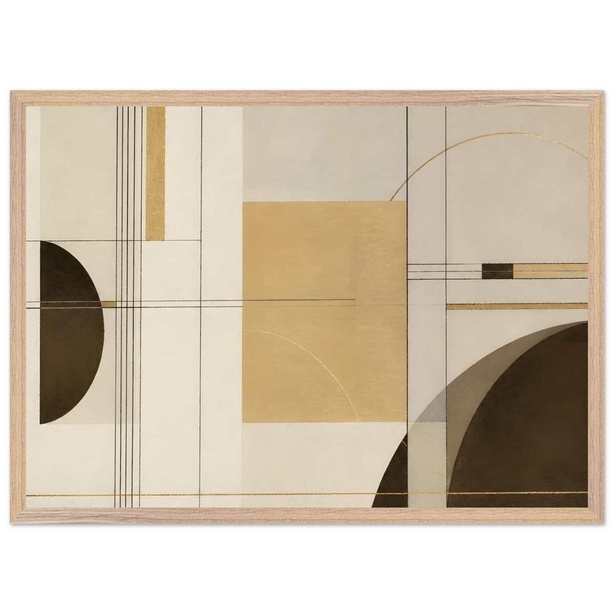 Lines of Sand: geometric abstract, neutral tones and texture. Framed fine art print, alternate frame and size.