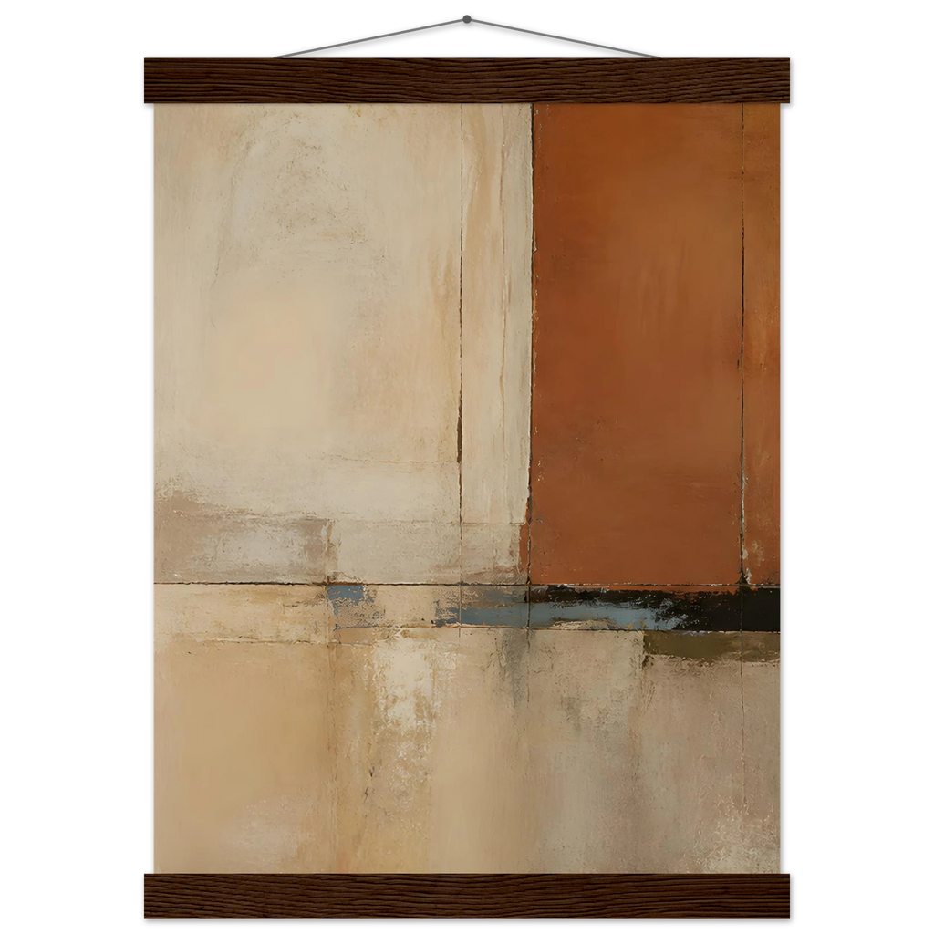 Terracotta Diptych, Panel I of II: two panels, terracotta and cream. Fine art poster, alternate frame and size.