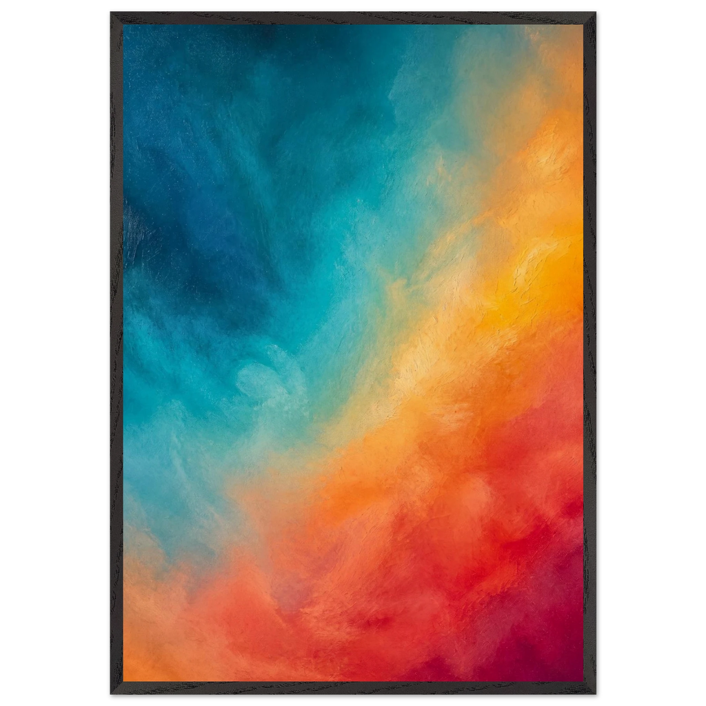 Teal and Orange, gradient, sea and dusk. Archival framed fine art print shown framed.
