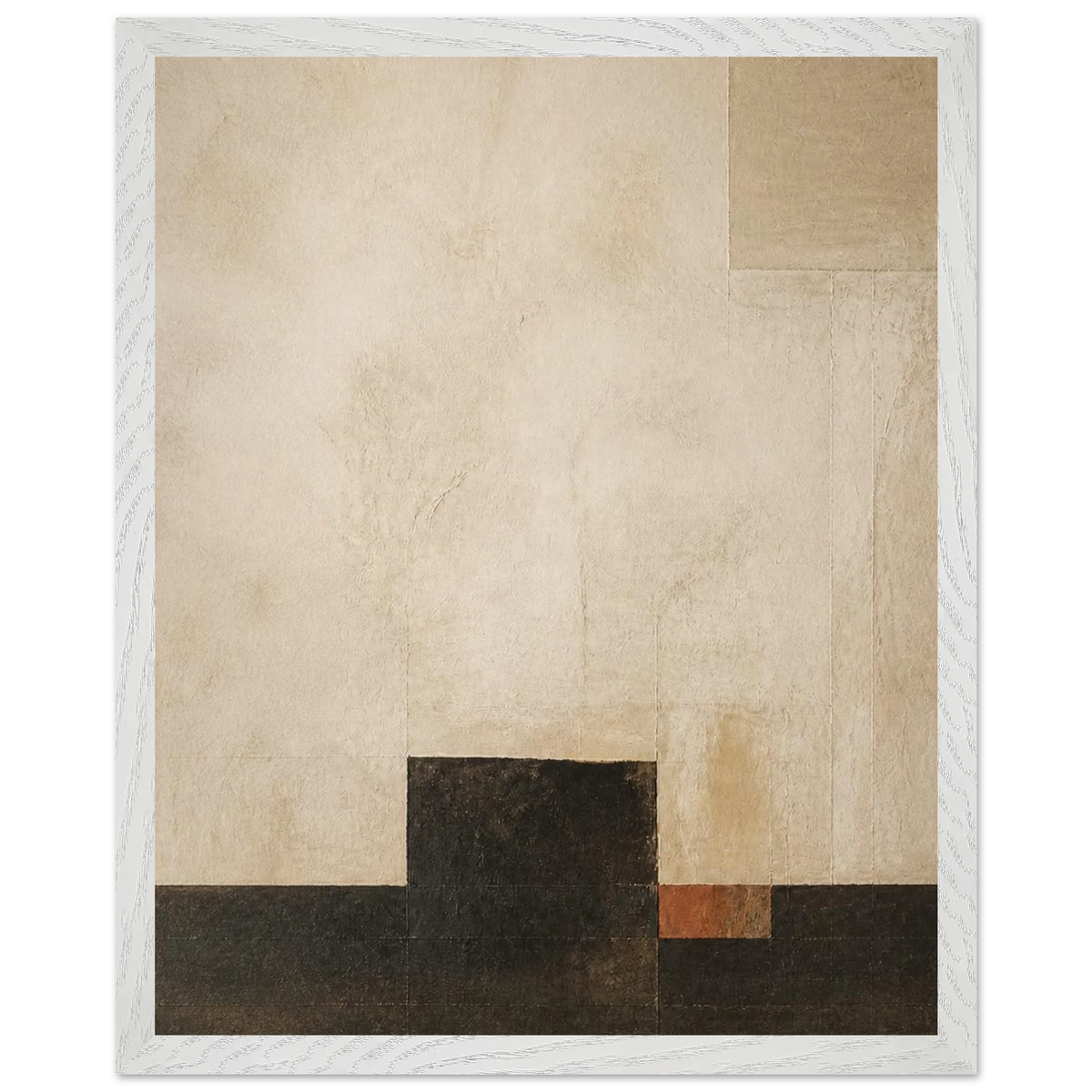 Limewash Triptych, Panel I of III: abstract, mineral texture and neutral tones. Framed fine art print by The Light Stays.