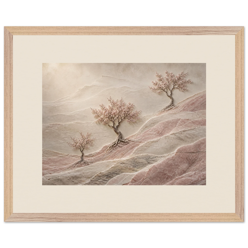 Blossom Terraces: flowers and botanical. Museum-quality framed fine art print.