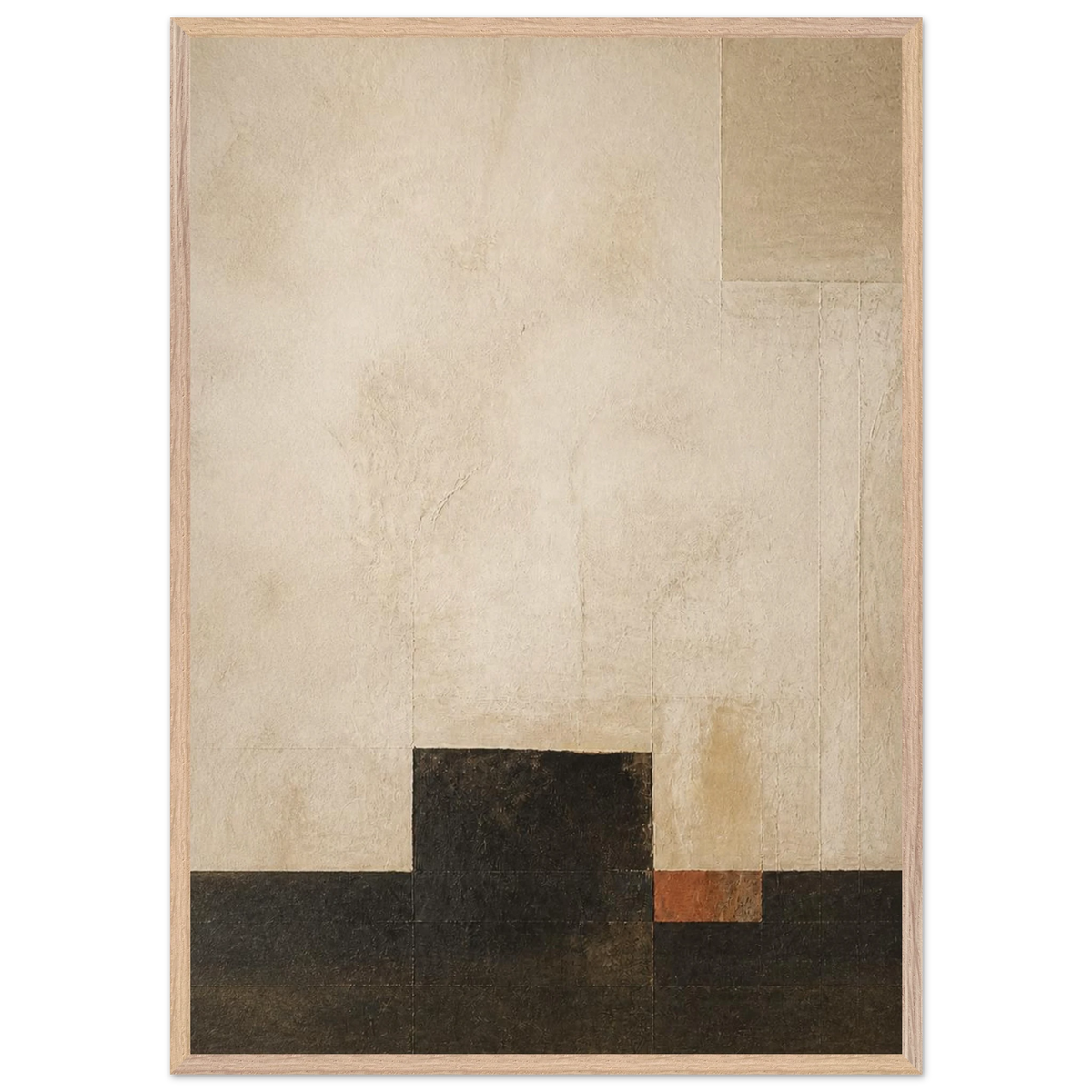 Limewash Triptych, Panel I of III: abstract, mineral texture and neutral tones. Framed fine art print by The Light Stays.