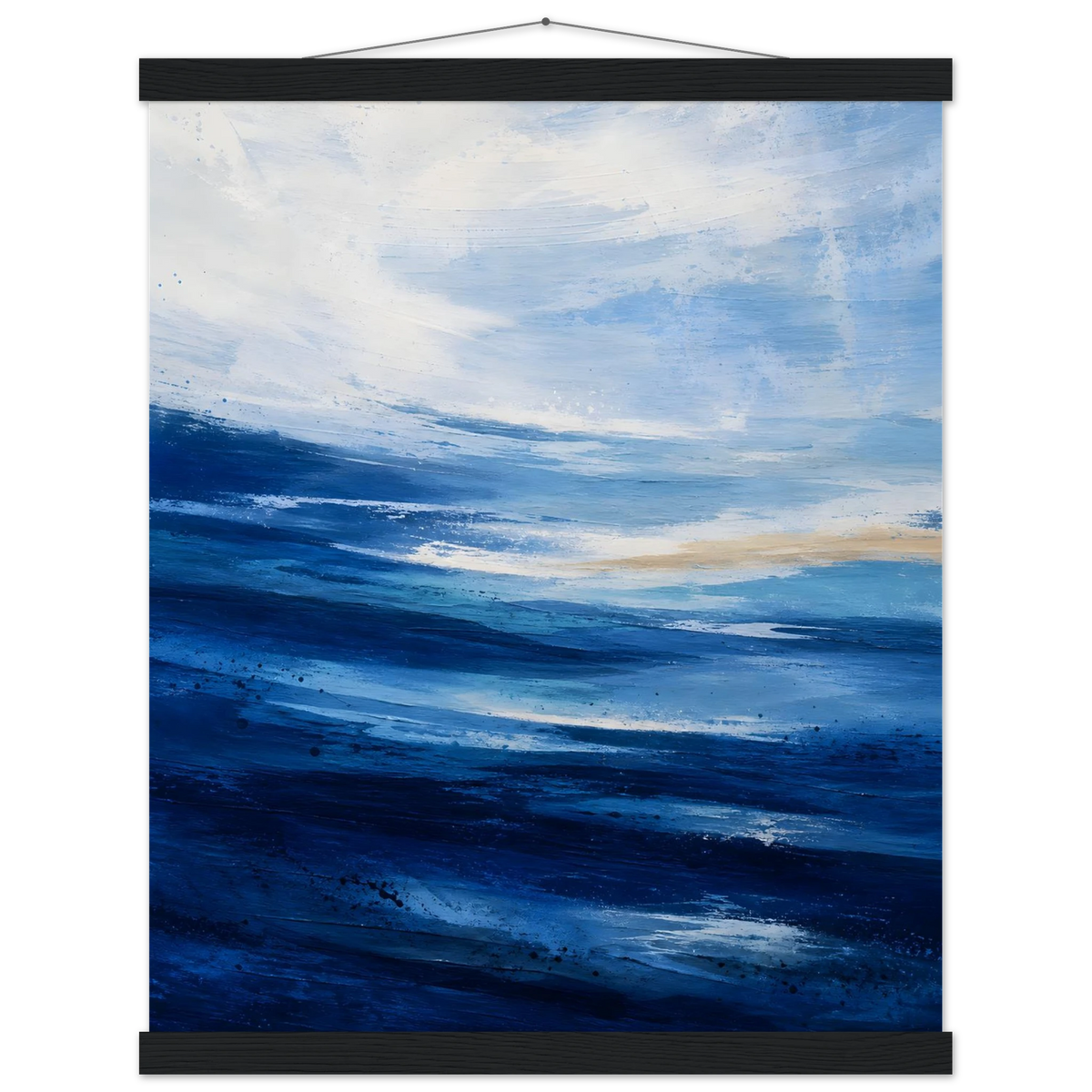 Atlantic Blue: coastline, ocean and texture. Fine art poster with wooden hanger by The Light Stays.