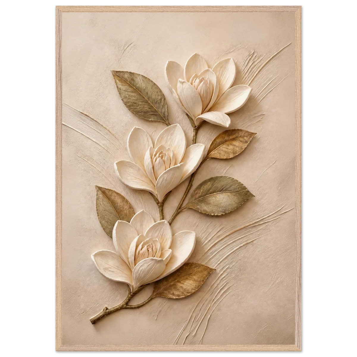 Magnolia Ascent, flowers and botanical. Archival framed fine art print shown framed.