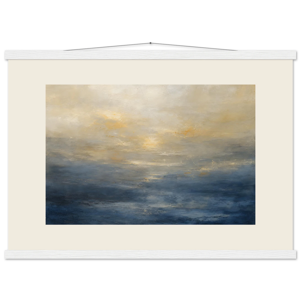 Golden Sea Mist: sea and coastal landscape. Museum-quality fine art poster.
