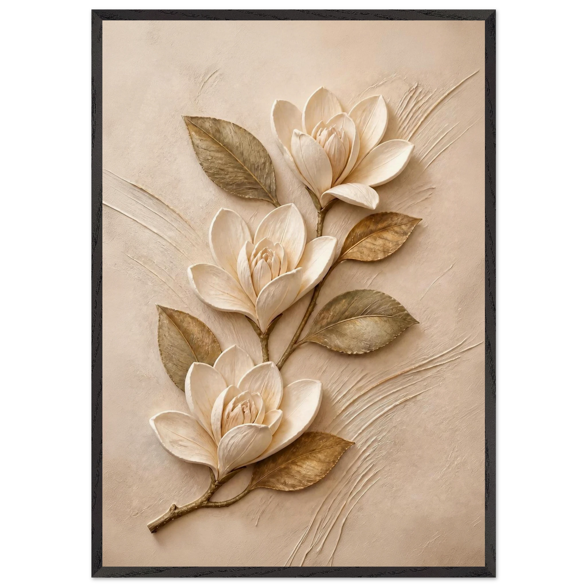 Magnolia Ascent: flowers and botanical. Museum-quality framed fine art print.