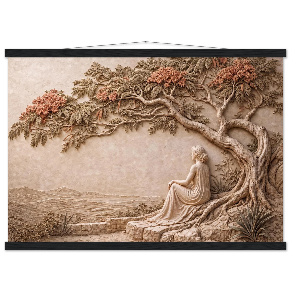 Under the Blossoms: petra and flora. Museum-quality fine art poster.