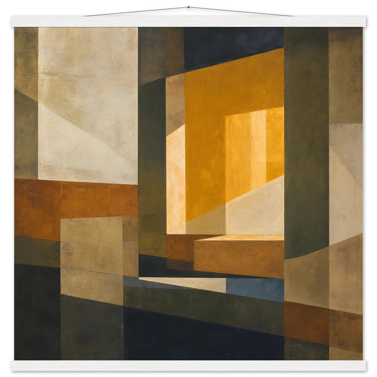 Ochre Window: architecture, mediterranean and earth tones. Fine art poster with wooden hanger by The Light Stays.