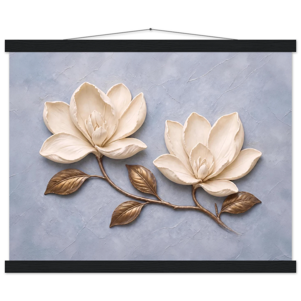 Bronze Magnolia: flowers and botanical. Museum-quality fine art poster.