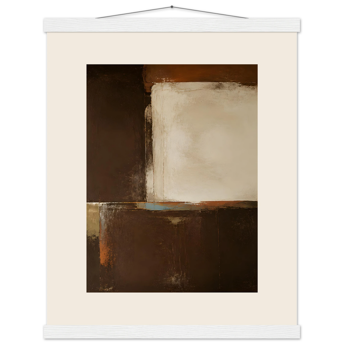Terracotta Diptych, Panel II of II: two panels, terracotta and cream. Fine art poster, alternate frame and size.