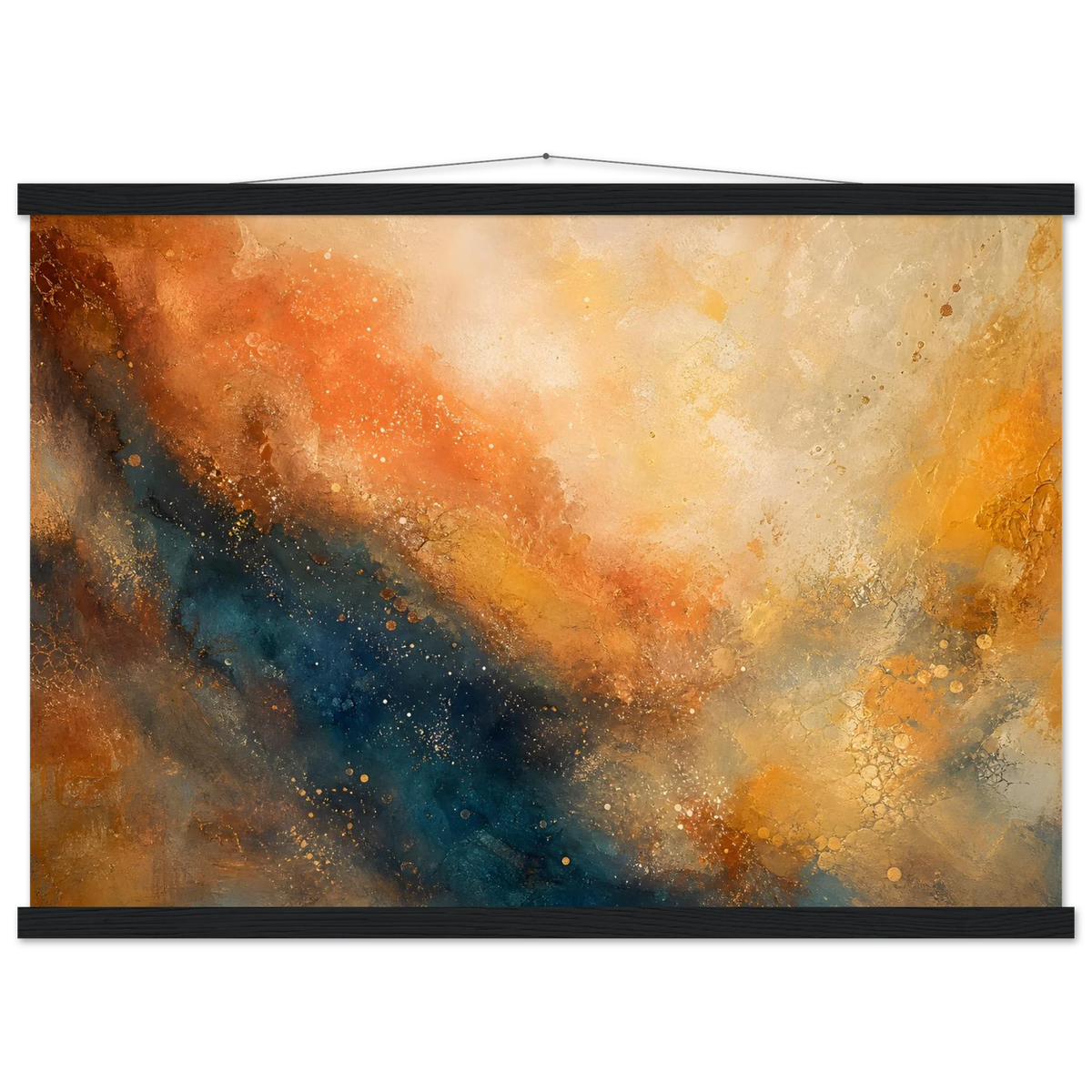 Warm Cosmic Field: galaxy, night sky and celestial art. Fine art poster with wooden hanger by The Light Stays.