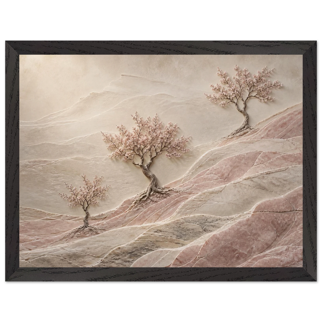 Blossom Terraces: flowers and botanical. Framed fine art print, alternate frame and size.