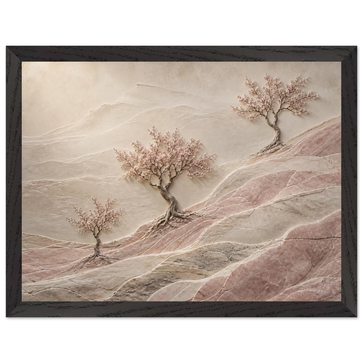 Blossom Terraces: flowers and botanical. Framed fine art print, alternate frame and size.