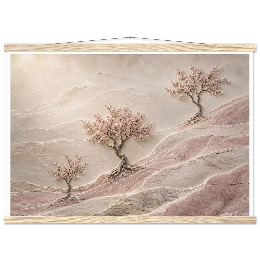 Blossom Terraces: flowers and botanical. Museum-quality fine art poster.