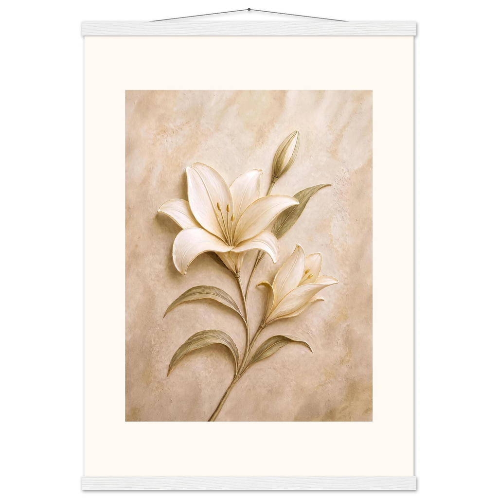 Alabaster Lily: flowers and botanical. Museum-quality fine art poster.
