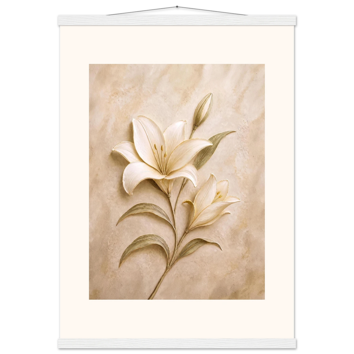 Alabaster Lily: flowers and botanical. Museum-quality fine art poster.