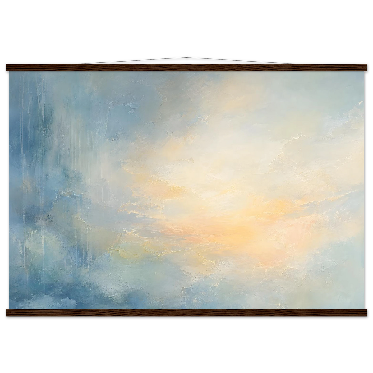 Dawn after Rain: sunrise, coastline and washed light. Fine art poster, alternate frame and size.