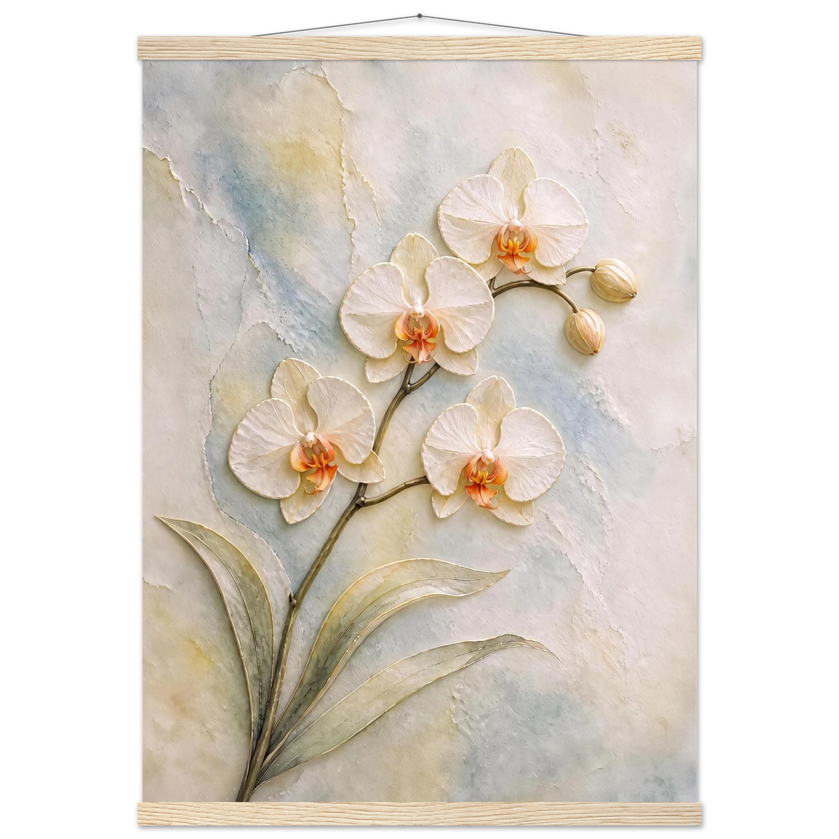 Porcelain Orchid, flowers and botanical. Archival fine art poster shown framed.