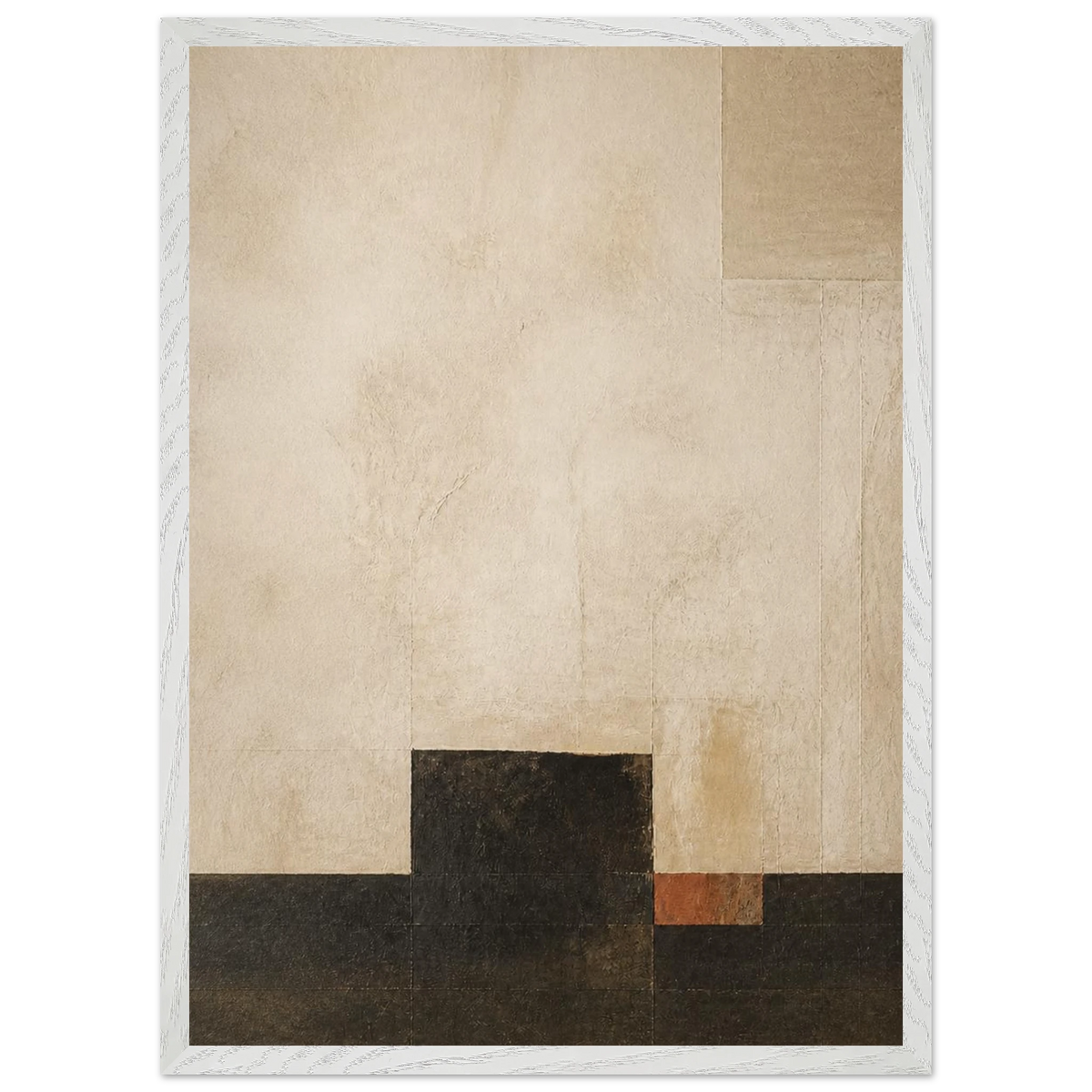 Limewash Triptych, Panel I of III: abstract, mineral texture and neutral tones. Framed fine art print by The Light Stays.