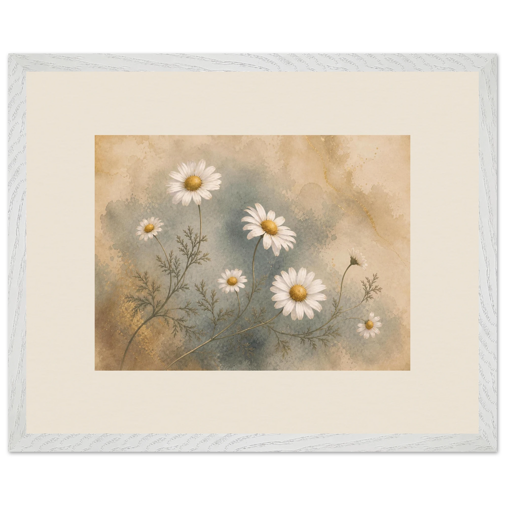 Chamomile Hours: flowers and botanical. Museum-quality framed fine art print.
