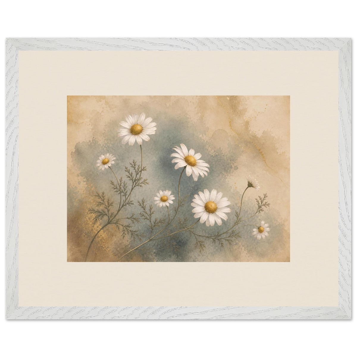Chamomile Hours: flowers and botanical. Museum-quality framed fine art print.