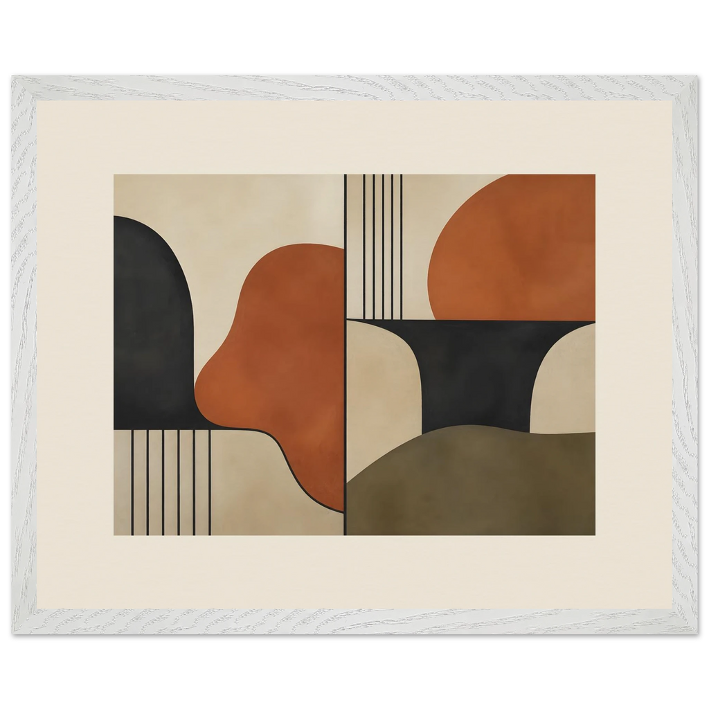 Compass and Clay, geometric abstract, clay and curves. Archival framed fine art print shown framed.