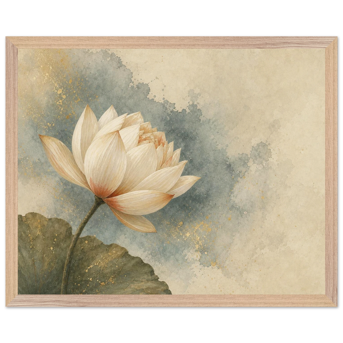 First Lotus Light: flowers and botanical. Museum-quality framed fine art print.