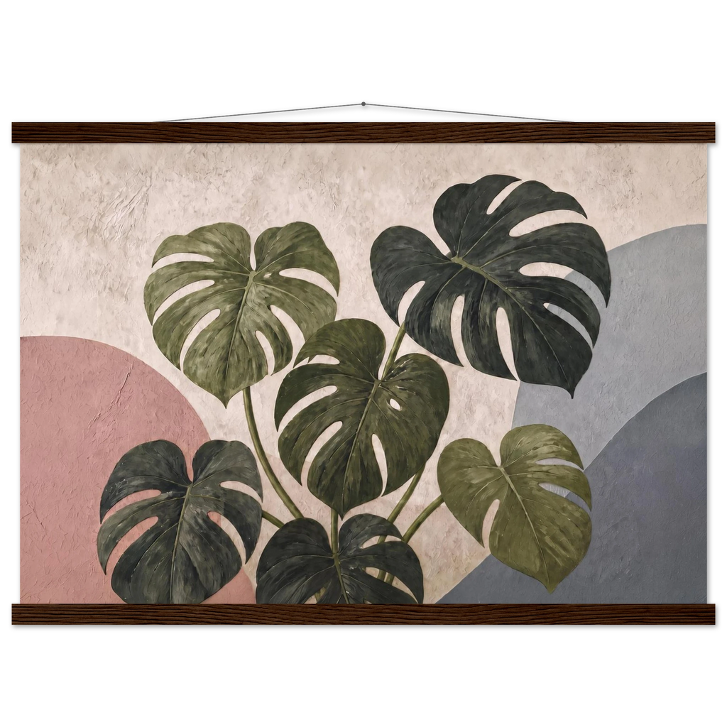 Monstera Sun, botanical and nature. Archival fine art poster shown framed.