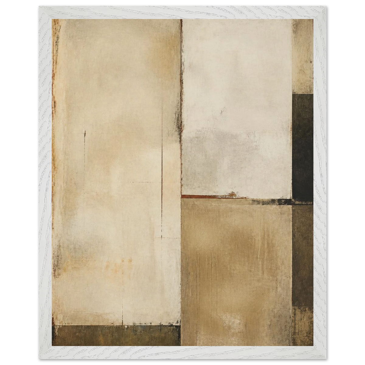 Earth and Charcoal Diptych, Panel II of II: abstract, geometry and mineral palette. Framed fine art print by The Light Stays.